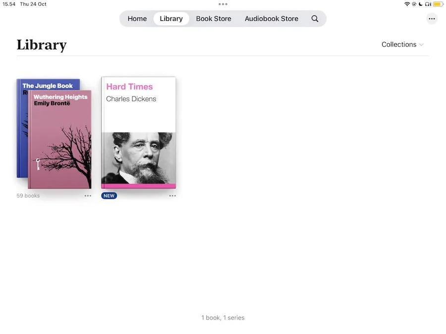 L'interface utilisateur de l'application Apple Books