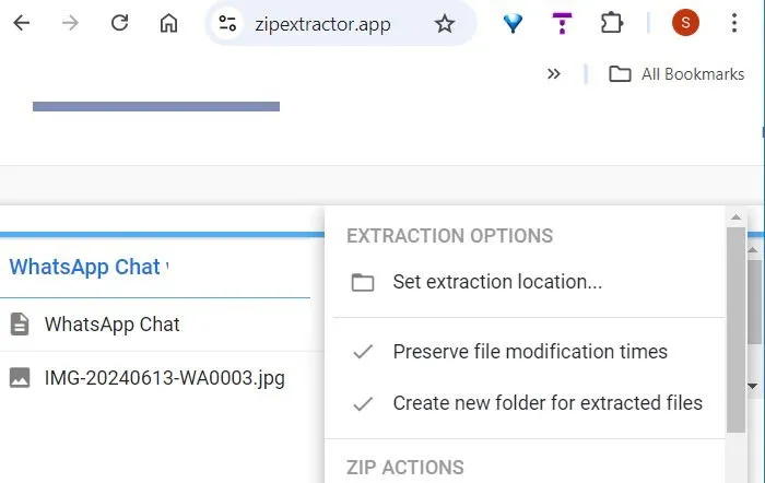 Utilizing ZIP Extractor in Google Drive to set extraction location using a new folder.