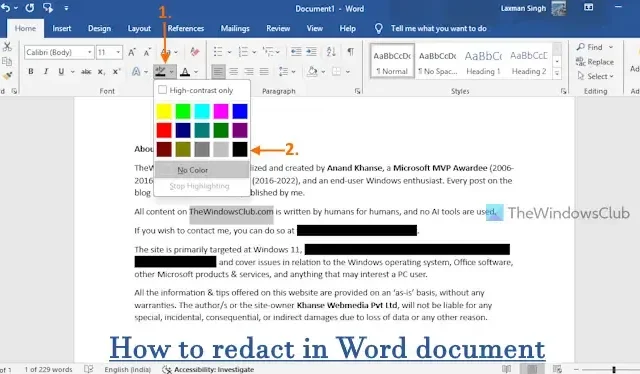 Step-by-Step Guide on How to Redact Content in a Word Document