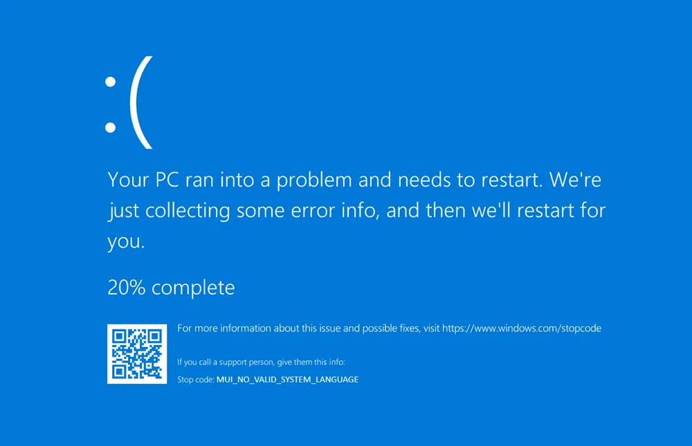 MUI_NO_VALID_SYSTEM_LANGUAGE BSOD エラー