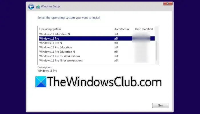 Impossibile selezionare l'edizione di Windows durante l'installazione