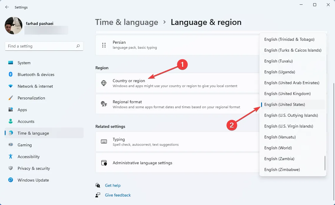 Cambiar la configuración de país en Windows