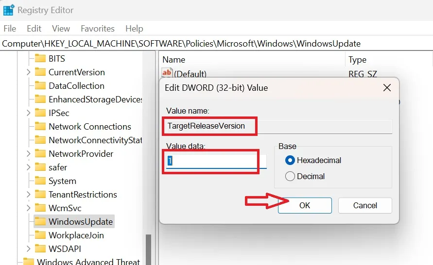 modifier la clé d'enregistrement pour obtenir la mise à jour 24h2 de Windows 11