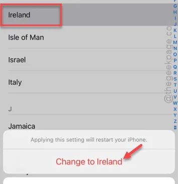 change to ireland min