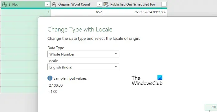 Cambiar tipo con configuración regional