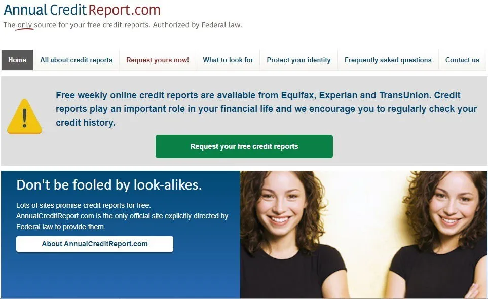 Richiesta di report di credito gratuiti da AnnualCreditReport.