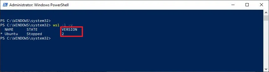 Controllare la distribuzione utilizzando il sottosistema Windows per Linux 2 su PowerShell