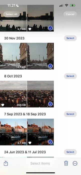 Wählen Sie im Abschnitt „Duplikate“ der iOS-Fotos-App aus, welche Fotos Sie löschen möchten