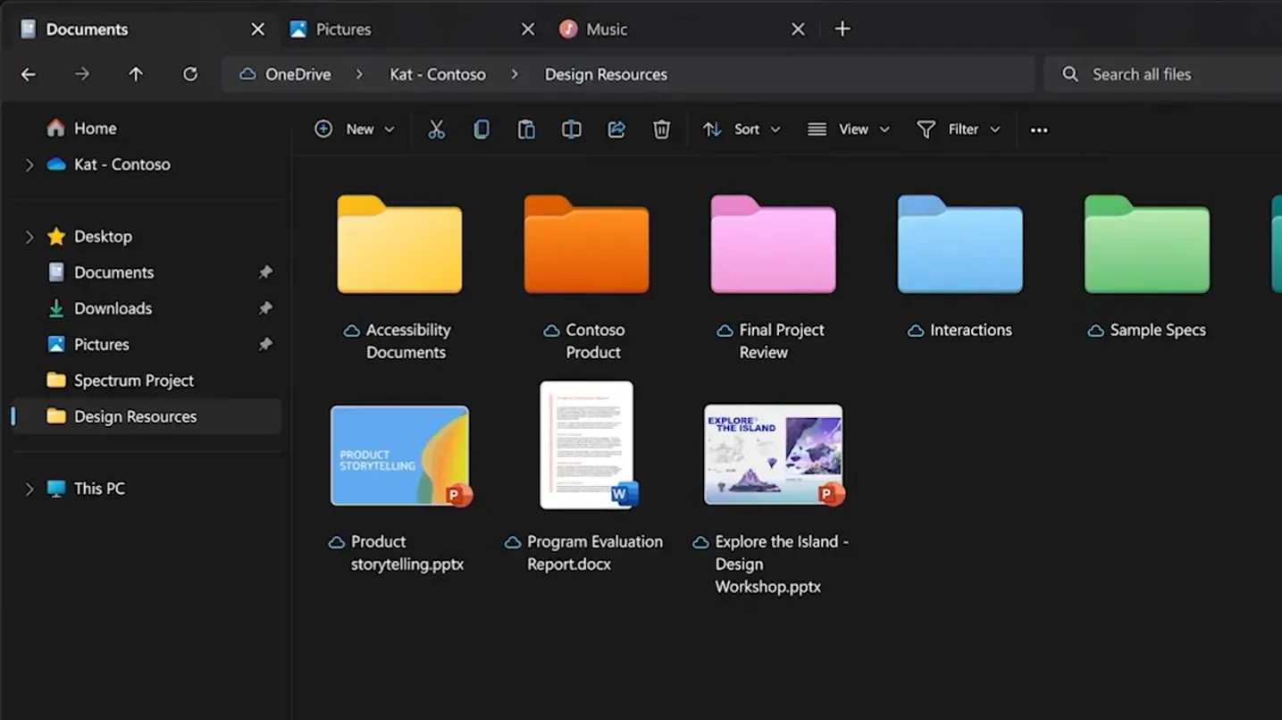 dossier coloré dans onedrive windows 11