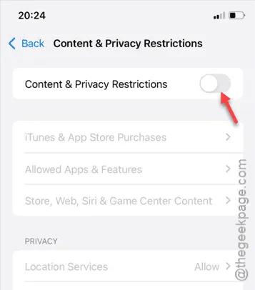 content and privacy restrictions