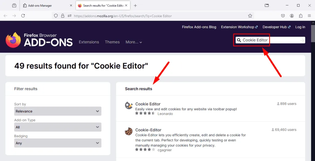 Éditeur de cookies de type