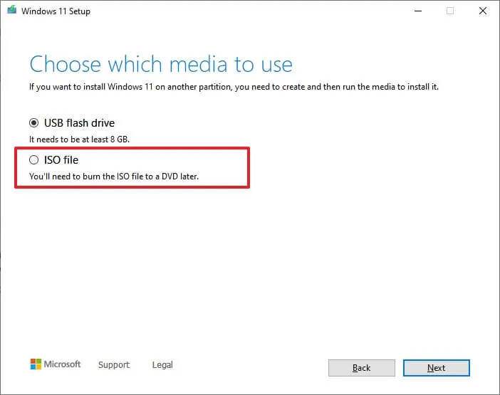 Crea file ISO di Windows 11