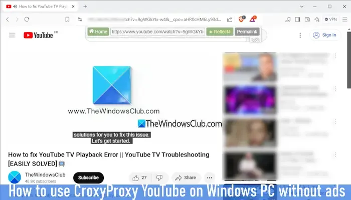 croxyproxy youtube windows 11 senza pubblicità