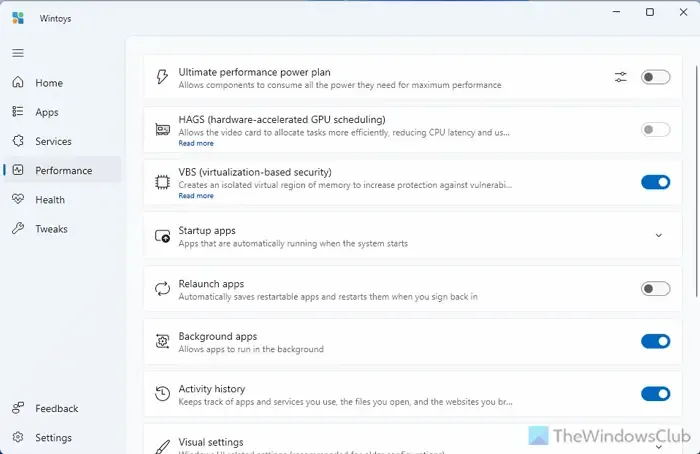 Managing Performance with Wintoys in Windows 11