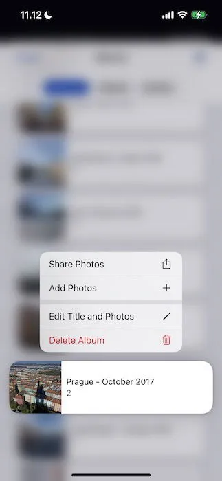 Delete an iPhone album in the iOS 18 Photos app