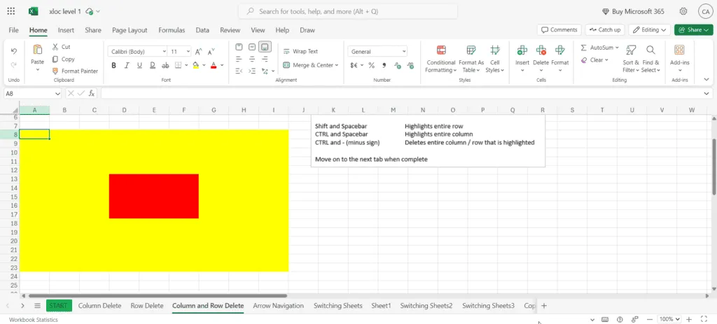 Excel Obstacle Course Tasks