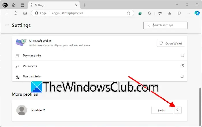 Remove profiles in Edge