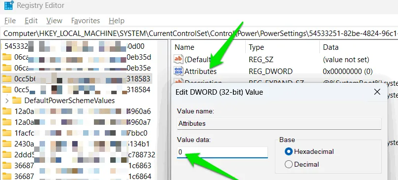 Registry key for disabling CPU core parking