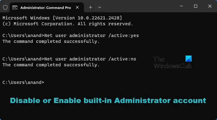 Enable or Disable Built-in Administrator Account