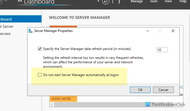 Etapas para desabilitar o lançamento do Gerenciador do Servidor na inicialização do Windows Server