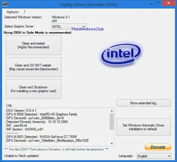 Program do odinstalowywania sterowników wyświetlacza