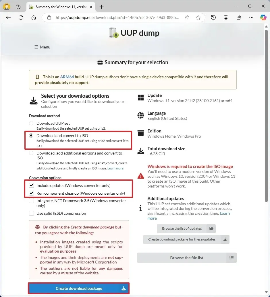 Descargar el script de volcado UUP de la ISO arm64 de Windows 11