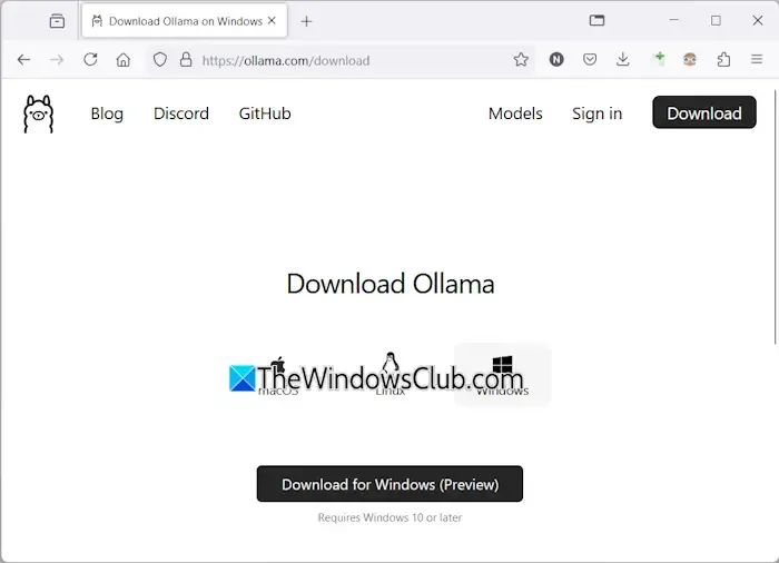 在 Windows 下載 Ollama