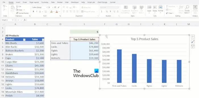 Gráfico dinâmico no Excel 2024