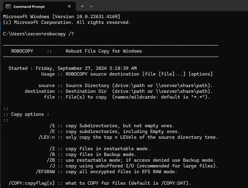 Explorando os parâmetros do Robocopy para cópia rápida de arquivos no Windows.