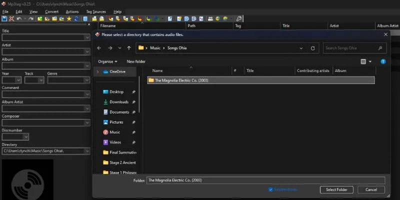 MP3Tag에서 디렉토리 선택