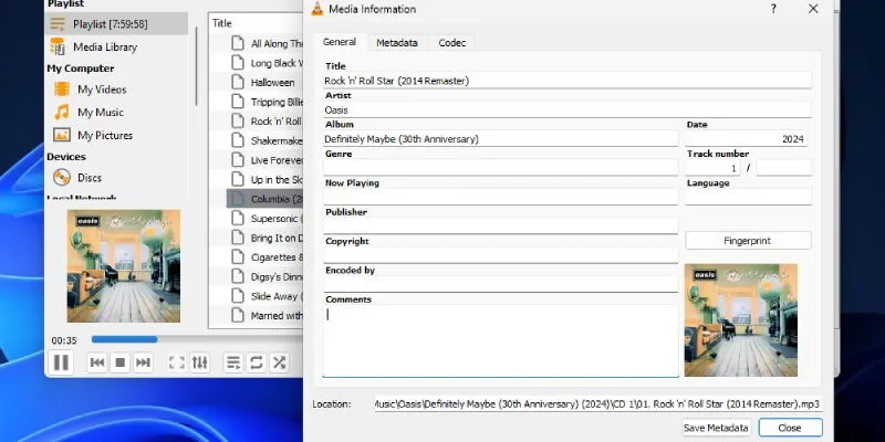 Edición de metadatos de audio en VLC Media Player