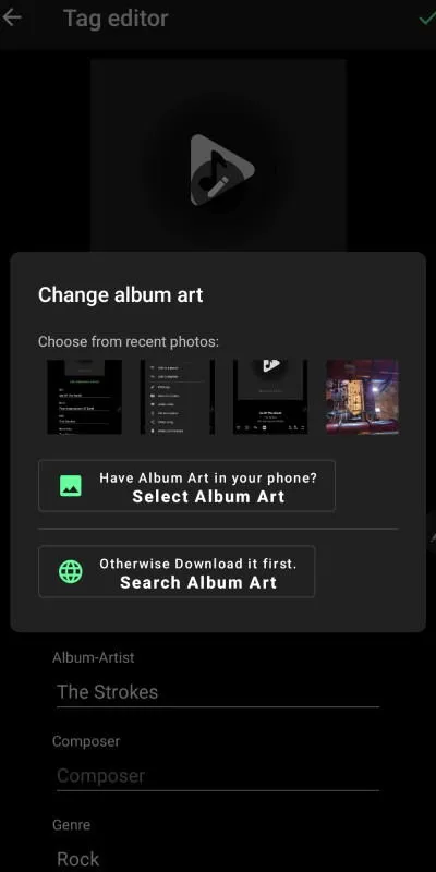 Changing Album Art in Musicolet