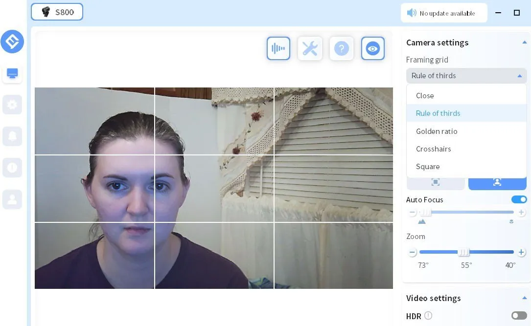 EMEETLINK framing grid options, demonstrating the rule of thirds.