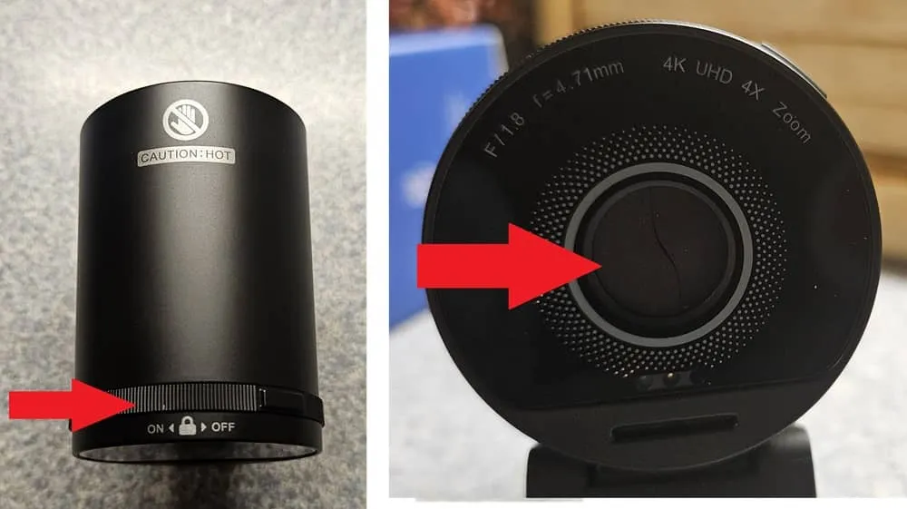 Privacy cover and toggle feature on EMEET webcam.