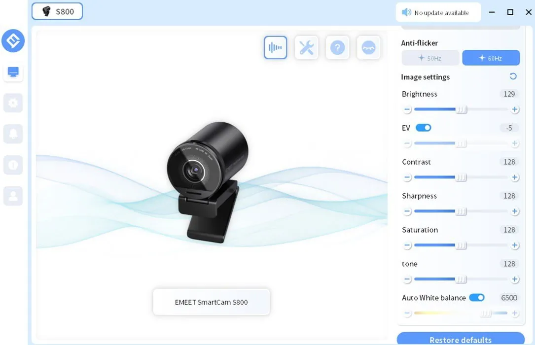 EMEETLINK interface for the SmartCam S800.