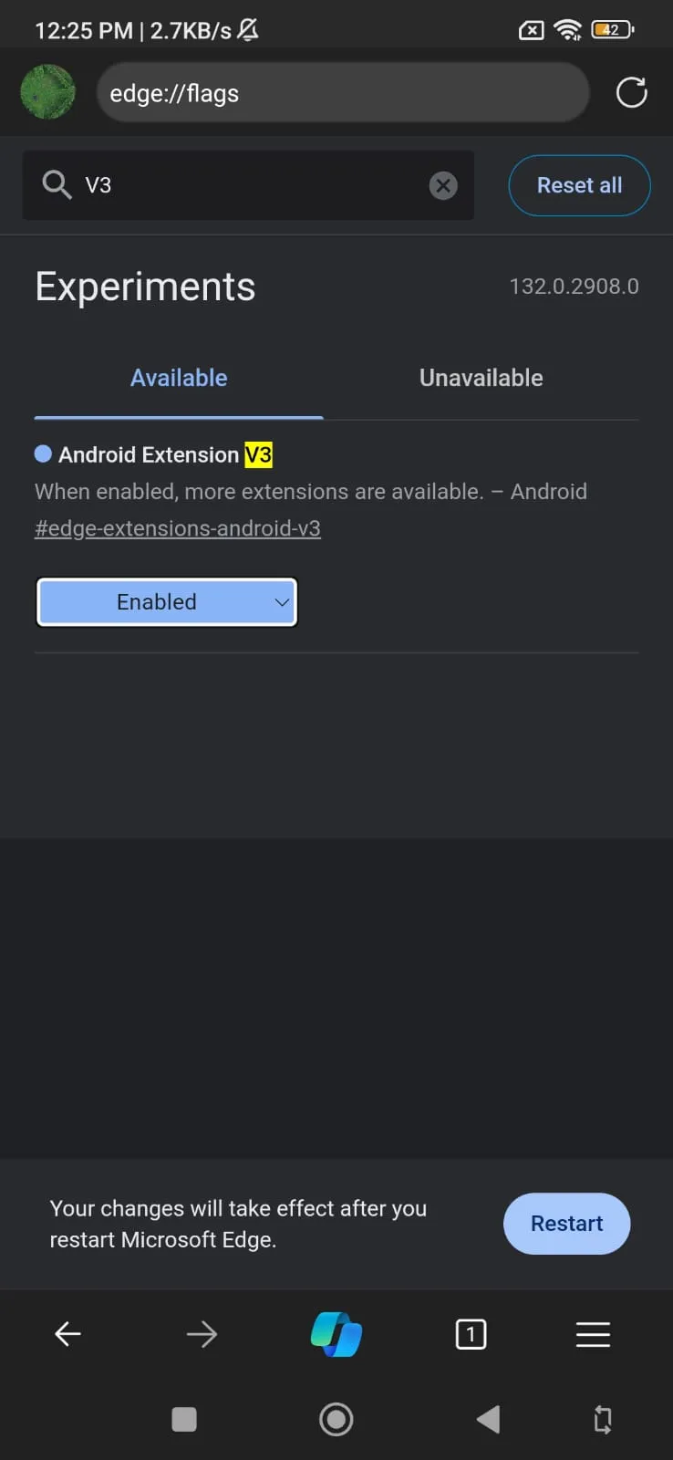 Android-extensies v3 inschakelen in Edge Canary met behulp van experimentele vlaggen