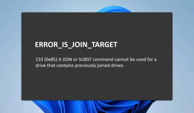 Cómo solucionar el error Join Target 133 (0x85): una guía completa