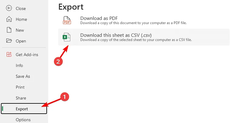 CSV-Excel online exportieren