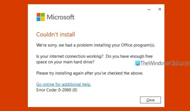 Resolve Office 365 Error Code 0-2060