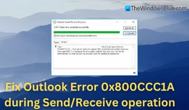 Beheben Sie den Outlook-Fehler 0x800CCC1A beim Senden oder Empfangen von E-Mails