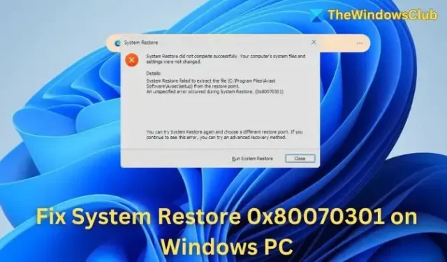 Solução de problemas de erro de restauração do sistema 0x80070301 em PCs com Windows