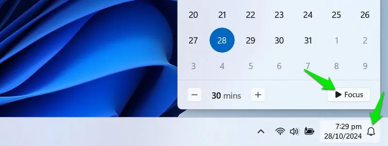 Focus Mode Access via Notification Center