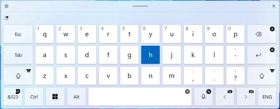 Gamepad keyboard layout