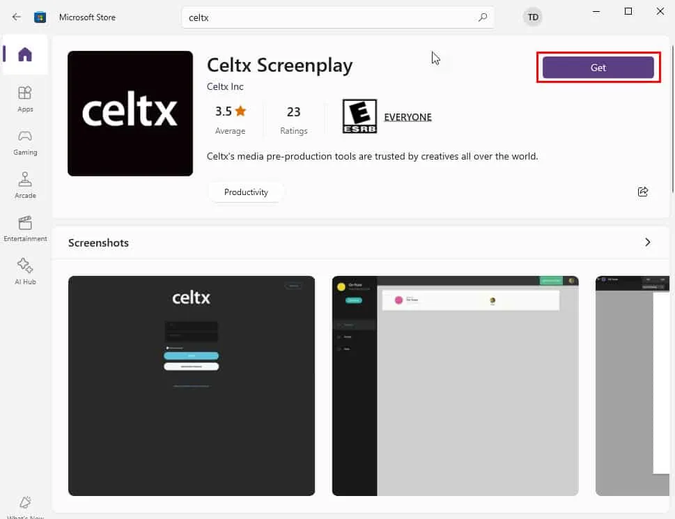 Celtx verkrijgen