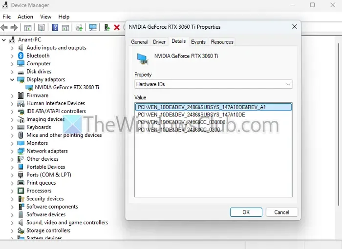 Device Hardware ID in Device Manager