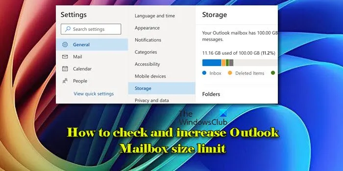 How to check and increase Outlook Mailbox size limit