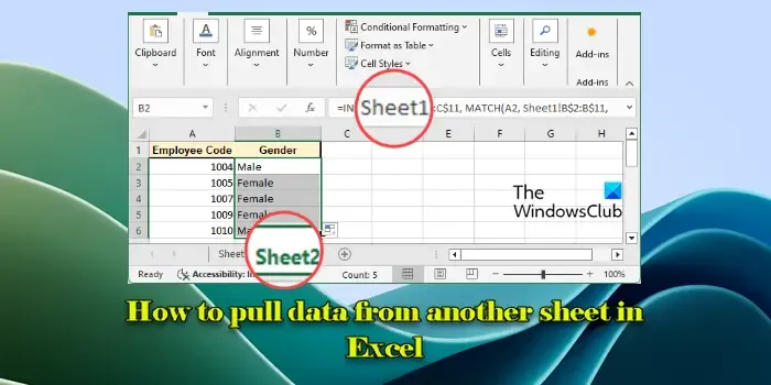 How to extract data from a different sheet in Excel