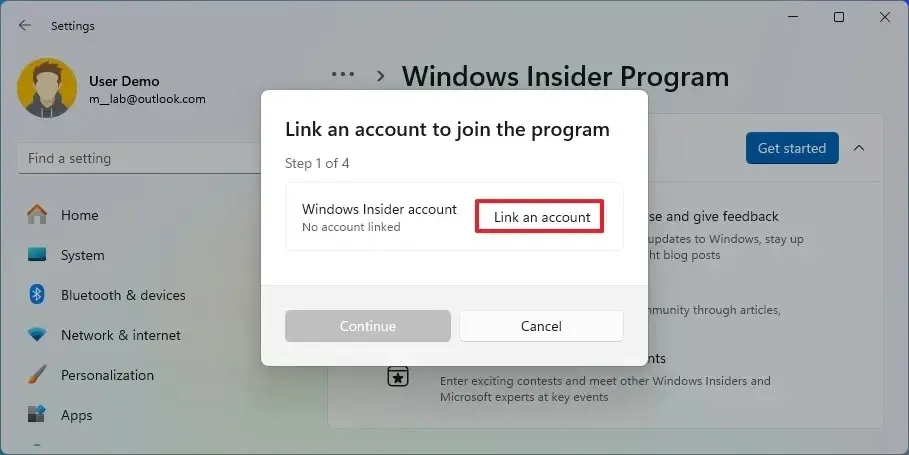 Microsoft account enroll Insider program