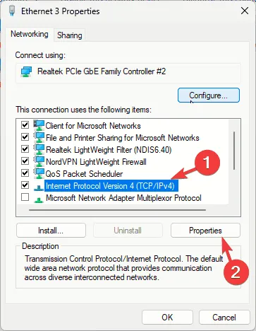 Internet Protocol Version 4(TCPIPv4) Properties