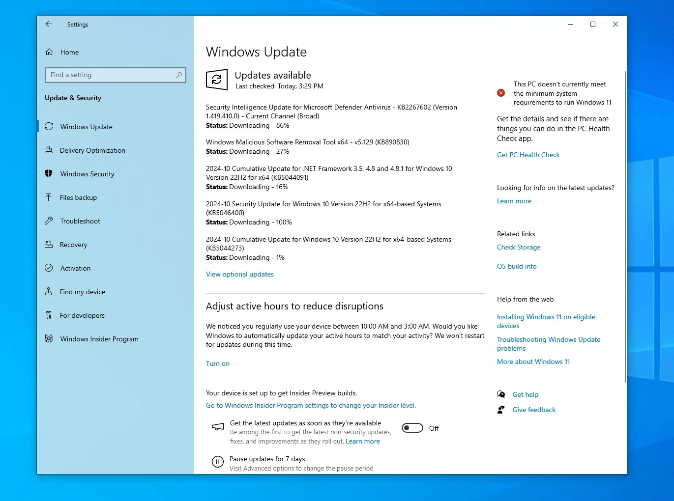 Aggiornamento KB5044273 di Windows 10